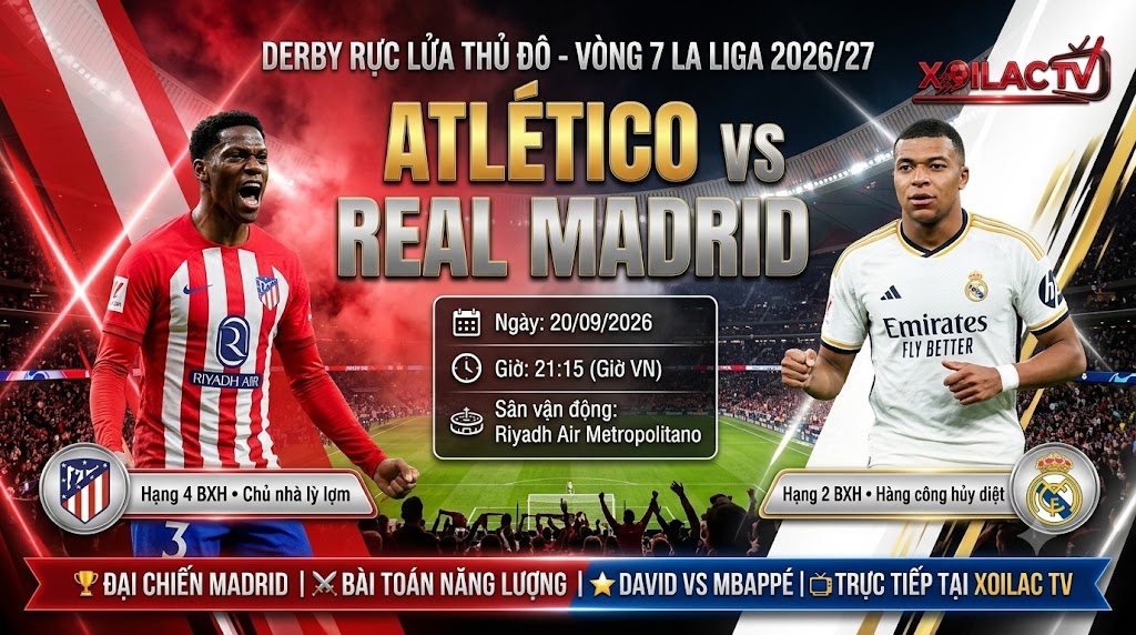 Ảnh bìa nhận định và soi kèo trận derby Atlético Madrid vs Real Madrid lúc 21h15 ngày 20/09 vòng 7 La Liga.