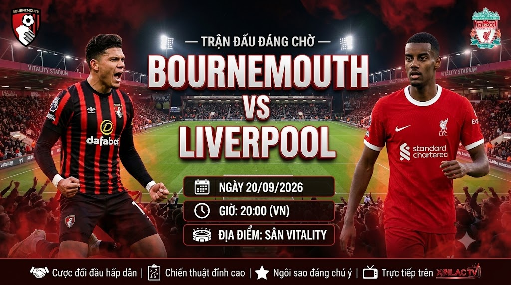 Nhận định trận đấu Bournemouth vs Liverpool lúc 20h00 ngày 20/09 vòng 5 Ngoại hạng Anh.