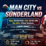 Ảnh bìa nhận định trận đấu Man City vs Sunderland lúc 20h00 ngày 20/09. Xem trực tiếp bóng đá Full HD tại Xoilac TV.
