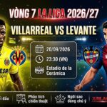 Nhận định trực tiếp bóng đá Villarreal vs Levante lúc 23h30 ngày 20/09/2026 vòng 7 La Liga trên Xoilac TV.